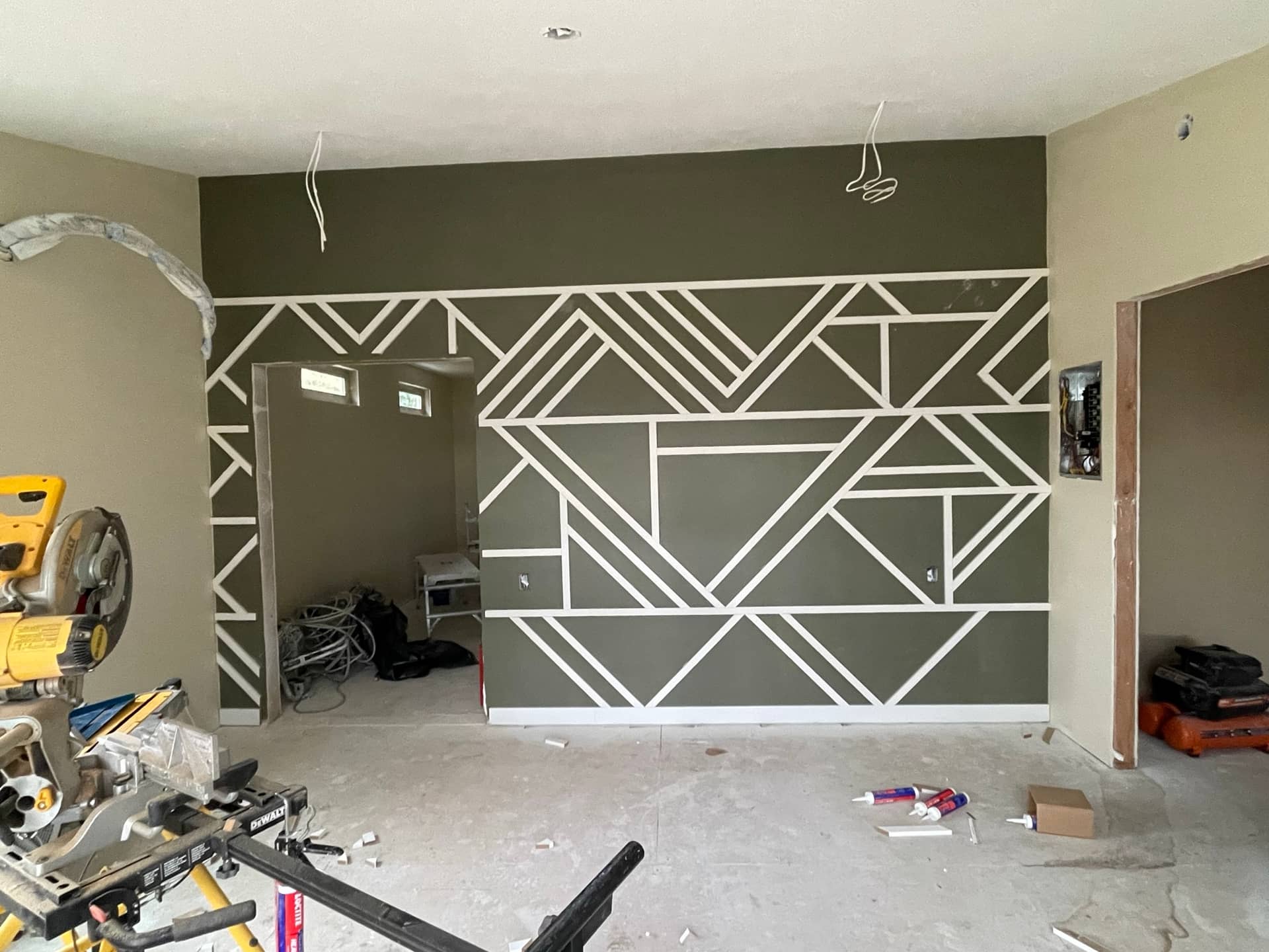 geometric custom design on a painted wall